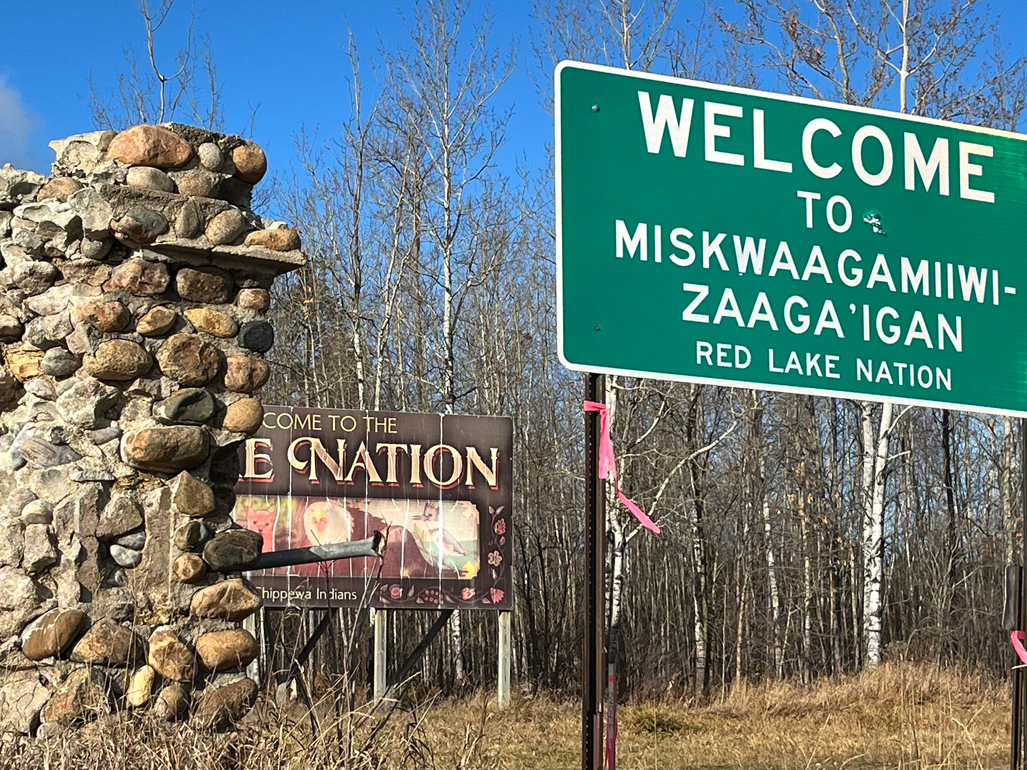 The Red Lake Nation of northern Minnesota highway sign The Red Lake Nation of northern Minnesota highway sign